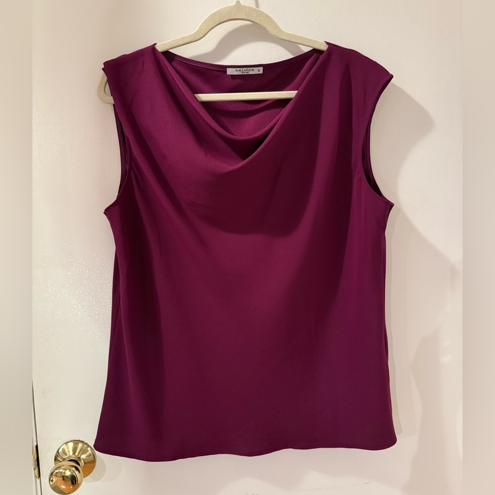 MM Lafleur The Nora Draped Boatneck Top Eco Soft Wave Magenta /Purple Size XL